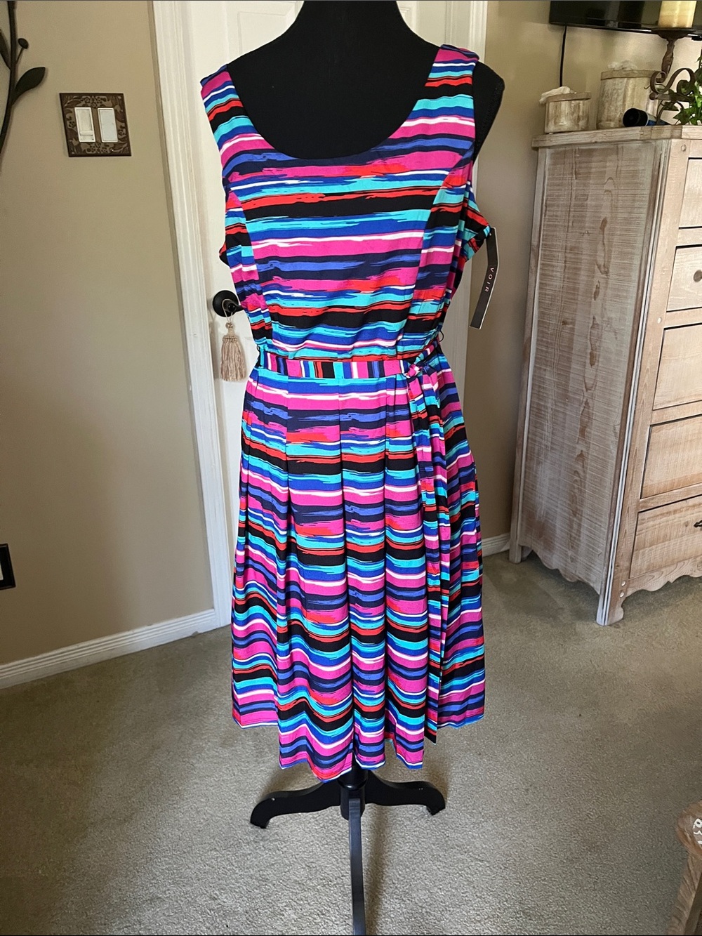Voir Voir Multicolor Striped Sleeveless Midi Dress
